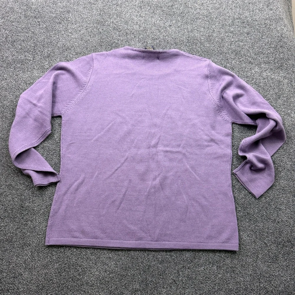 Charter Club Sweater Womens M Purple Merino Wool Delicate Minimalist Preppy - Picture 3 of 11